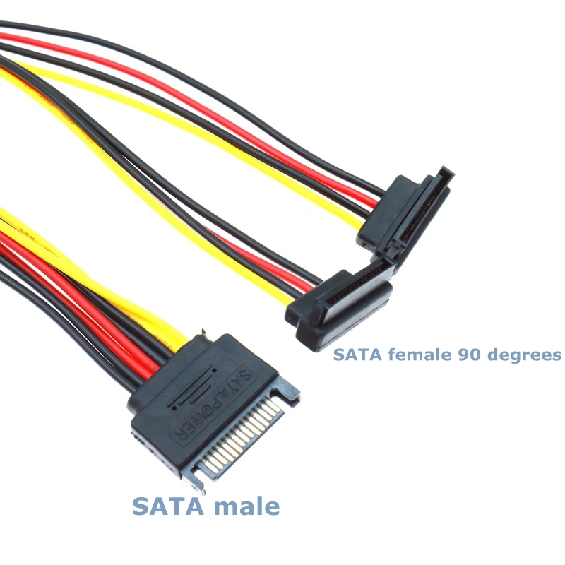 0.2 M 15Pin SATA Erkek 2 Dişi Dirsek bilgisayar kasası Güç sabit disk bire iki Splitter Yüksek Kaliteli Güç Kablosu