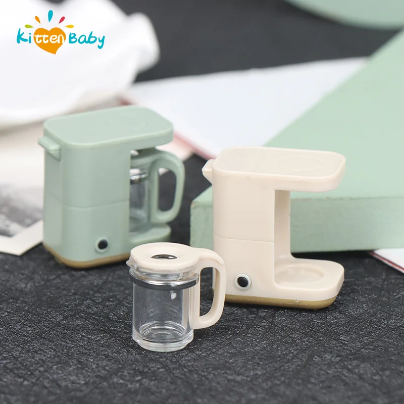 1/12 Dollhouse Kahve Makinesi Kahve Fincanı cezve Simülasyon Mutfak Oyuncaklar Oyna Pretend Bebek Evi Minyatür Elektrik Malzemeleri