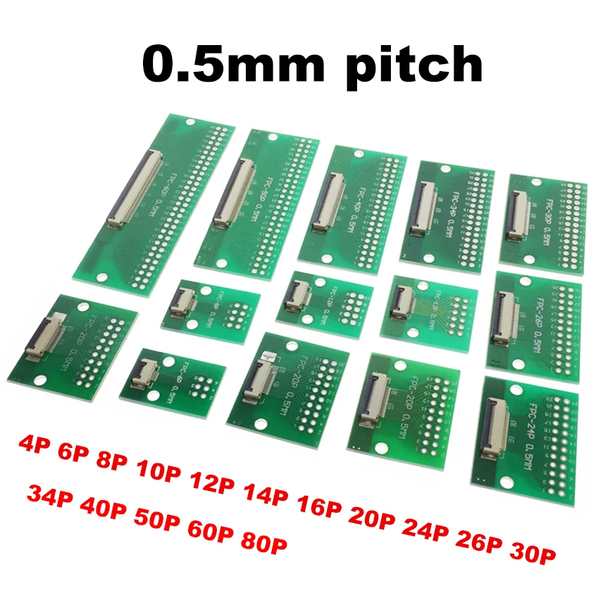 1 adet 0.5 mm pitch Konnektörü SMT Adaptörü 2.54 mm 1.00 inç delik FPC FFC Kablo Kaynaklı kurulu