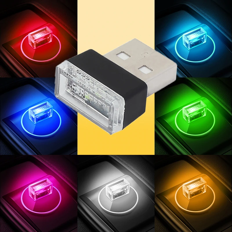 1 adet Araba Mini USB LED atmosfer ışıkları oto iç aydınlatma dekorasyon acil durum lambası otomatik renkli ışık araba aksesuarları için