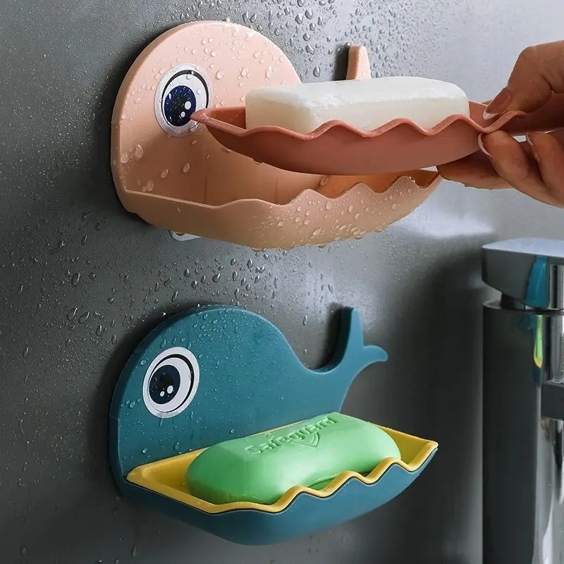 1 ADET Duvara Monte Sabunluk Banyo Duş için Taşınabilir Balina Sabunluk Plastik Sünger Tepsi Mutfak Banyo Aksesuarları için