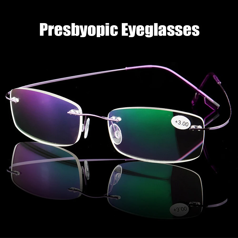 1 ADET Unisex Esnek Presbiyopik Gözlük Ultralight Çerçevesiz Bellek Titanyum Manyetik okuma gözlüğü Görüş Bakımı + 1.0~+3.5