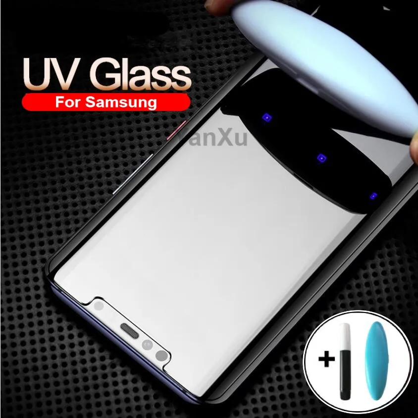 10 ADET UV Temperli Cam Samsung Not 20 Ultra 10 artı 9 8 Tam Sıvı Ekran Koruyucu İçin S20 Ultra S10 S9 Artı S8 S7edge