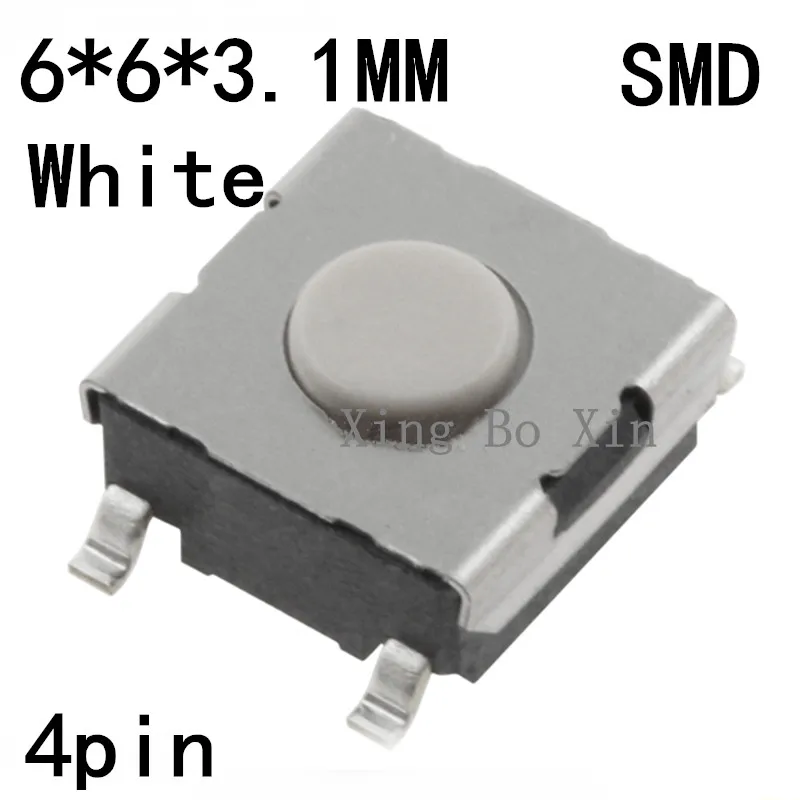 100 ADET 6*6*3.4 mm 6X6X3. 4MM 4Pin SMD Su Geçirmez Silikon Inceliğini Anahtarı 6x6x3. 4 H Mikro Push Button Dokunsal Anahtarları 6 * 6