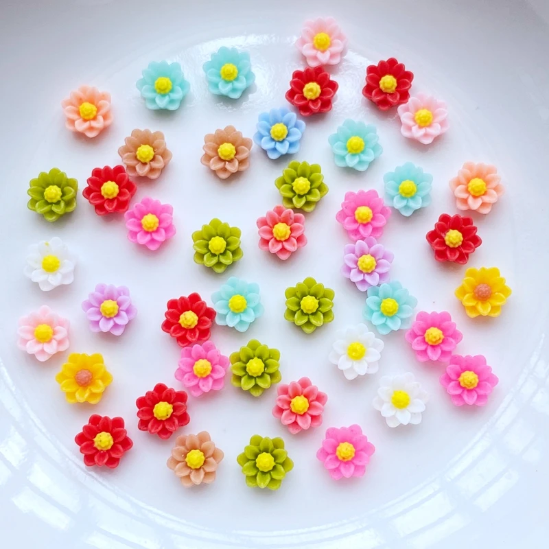 100 adet Yeni Küçük Güzel Mini Çiçek Reçine Düz geri Ev Düğün DIY Bezemeler Scrapbookin