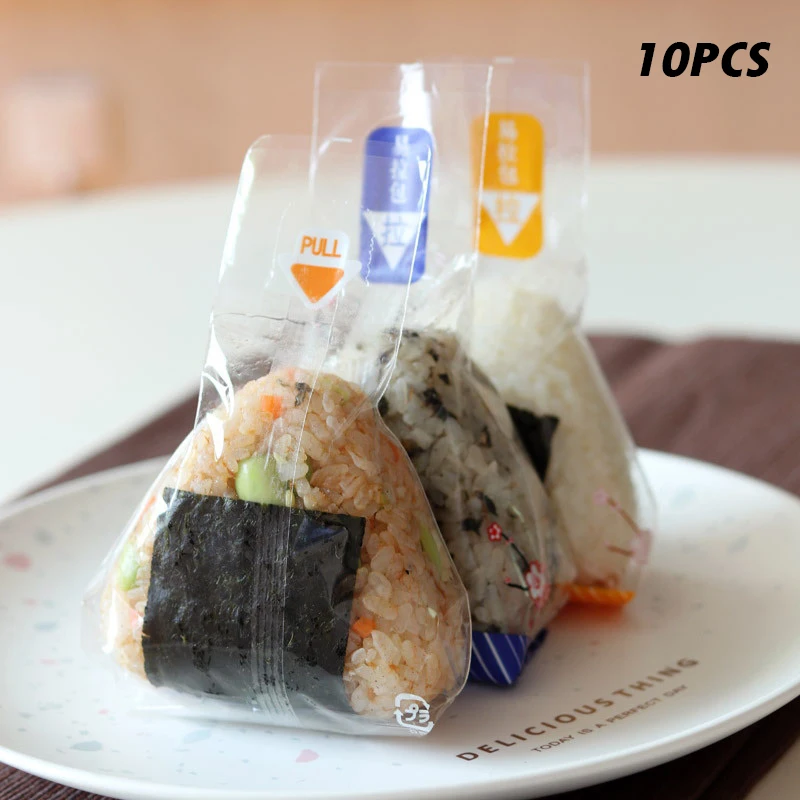 100 ADET Üçgen Onigiri Sarmalayıcılar Plastik Pirinç Topları Ambalaj Poşetleri Anti-Sis Gözyaşı Kolay