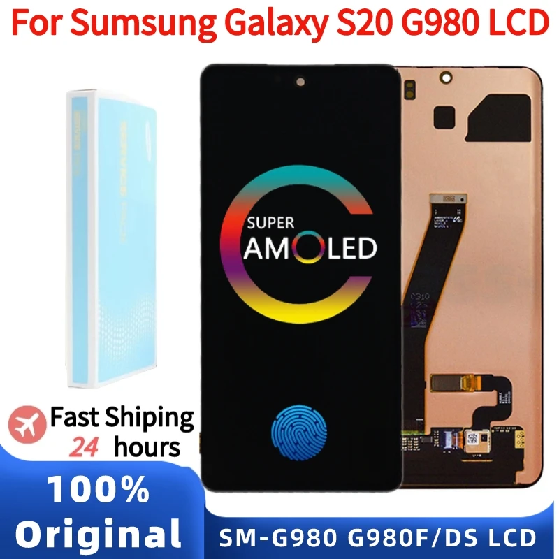 100 % Orijinal AMOLED Galaxy S20 LCD Samsung Galaxy S20 G980 G980F / DS Ekran Dokunmatik Ekran Digitizer Meclisi İle Siyah Noktalar