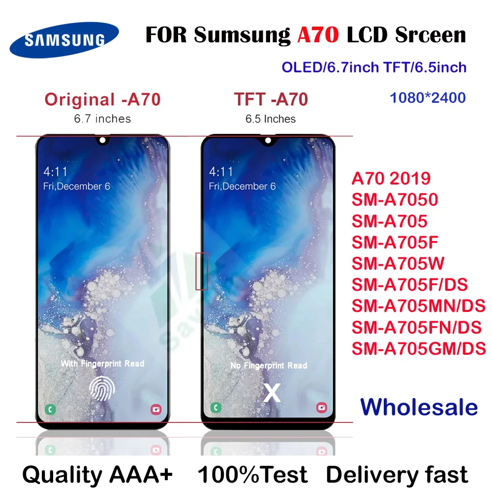 100 % Test Kaliteli TFT / Orijinal AMOLED Samsung Galaxy A70 A705 SM-A705F / DS A705 A7050 LCD Dokunmatik Ekran Dijital Montaj
