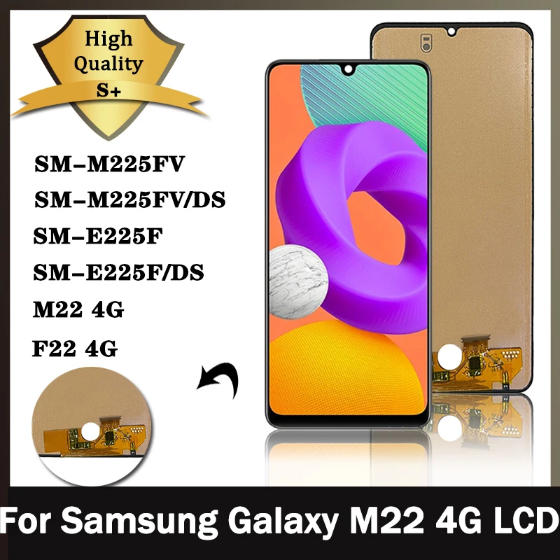 100 % TEST LCD Samsung Galaxy M22 İçin Lcd Ekran Dokunmatik Ekran Digitizer Meclisi Samsung M22 4G M225 M225F / DS M225 F22 LCD