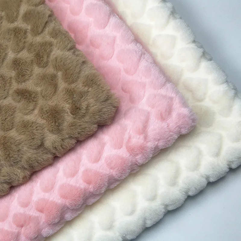100X160CM 3D Kabartmalı Kalp Yumuşak Peluş Kumaş Faux Tavşan Kürk Kürklü Malzemeleri Oyuncaklar Konfeksiyon Şapka Dikiş Ev Tekstili El Sanatları