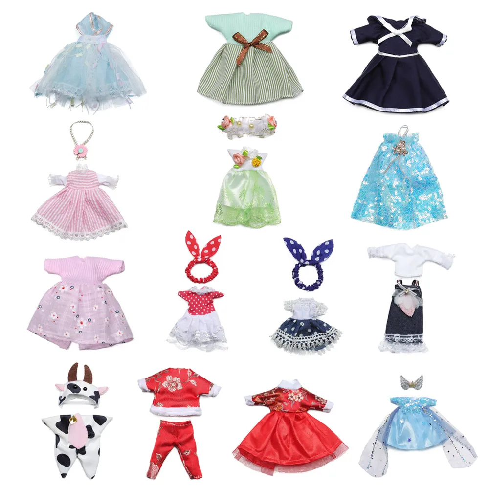16cm oyuncak bebek giysileri Sevimli Dantel Prenses Elbise Moda Fırfır Bebek Üstleri Hoodies Tulumlar OB11 YMY GSC Vücut Bebek Aksesuarları