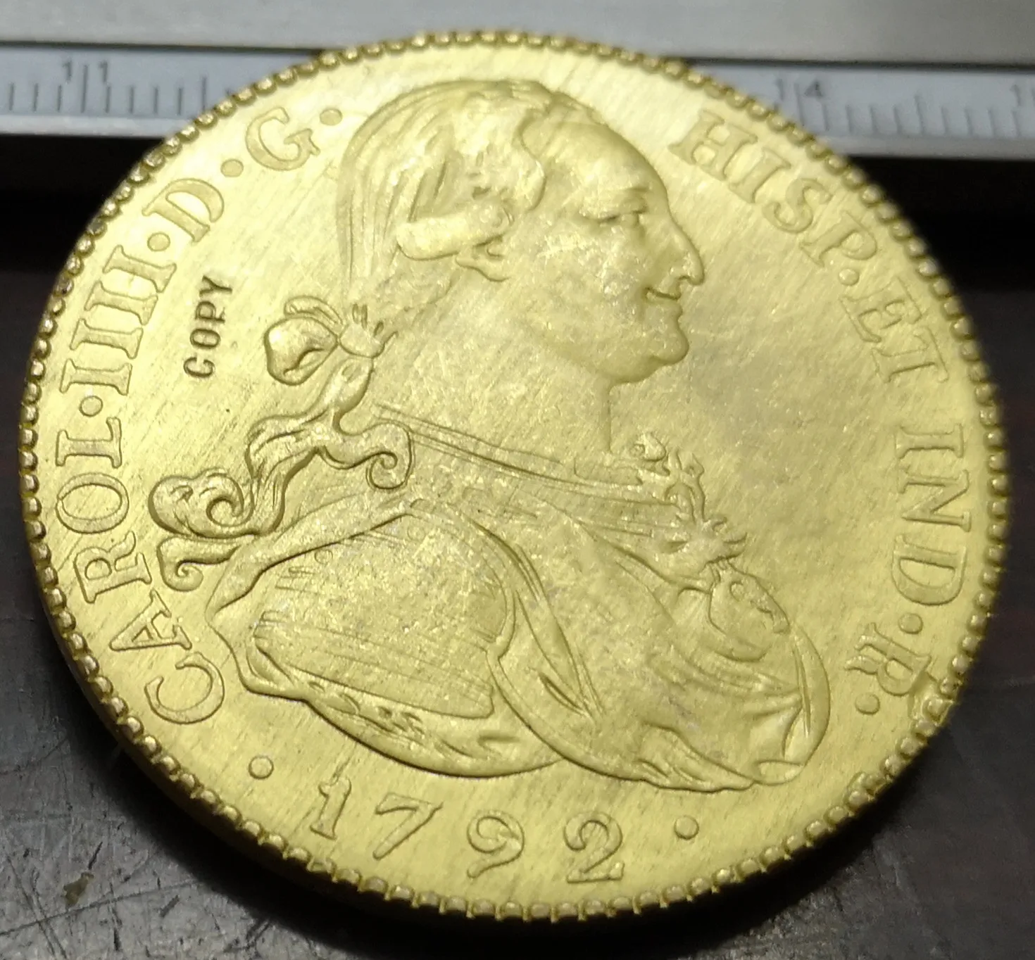 1792 Kolombiya 8 Escudos altın kaplama Sikke Kopya