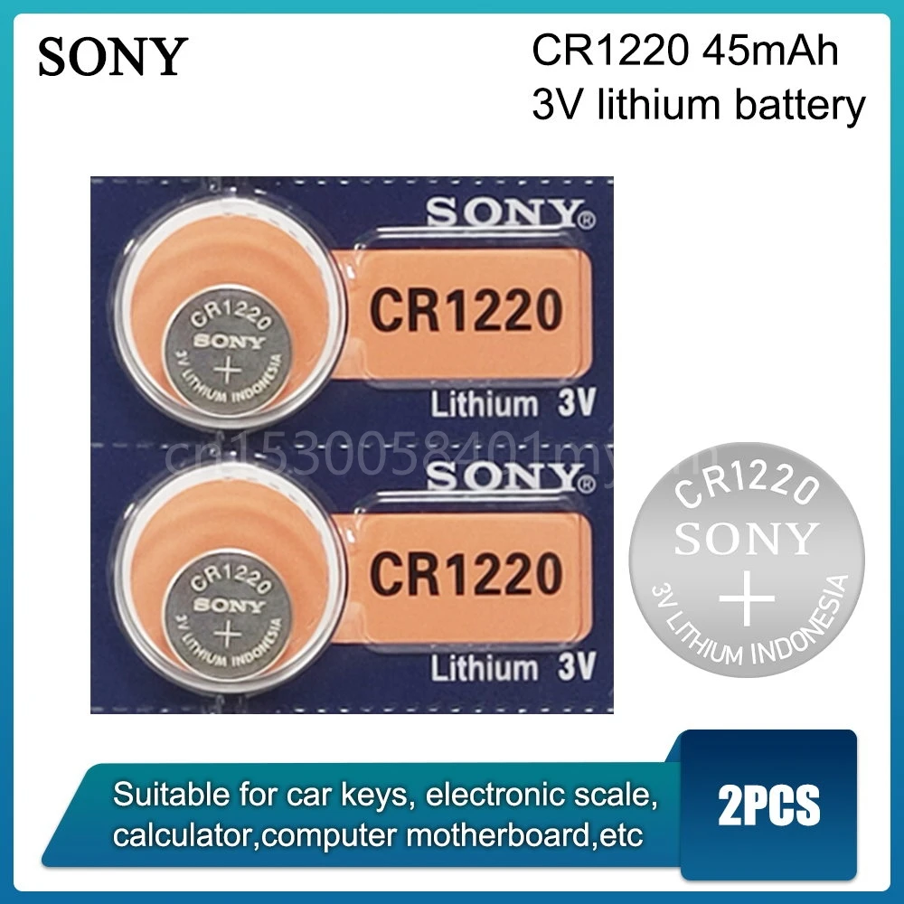 2 adet / paket SONY CR1220 Düğme Piller DL1220 BR1220 LM1220 Cep Sikke Lityum Pil 3V CR 1220 İzlemek için elektronik oyuncak Uzaktan