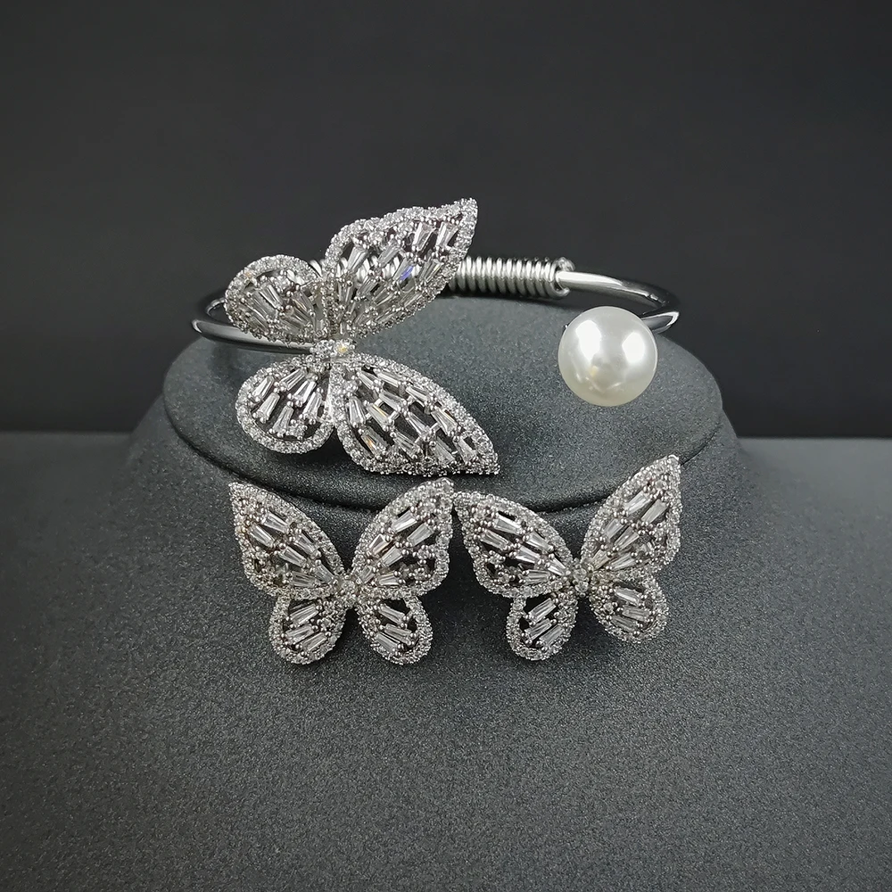 2 adet Paketi 2023 Yeni Lüks Kelebek gümüş renk gelin Dubai Düğün Kadınlar İçin yıldönümü hediyesi Takı Toplu Satış J6340