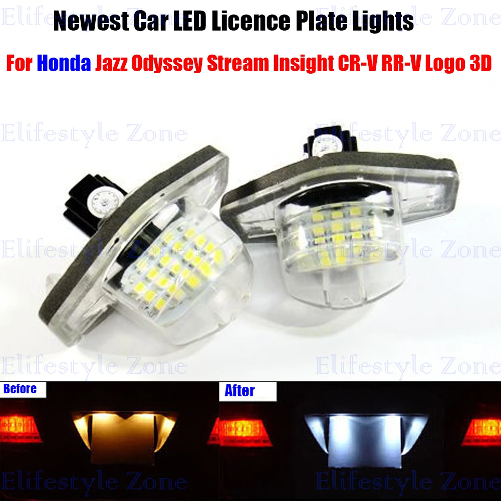 2 x LED plaka numarası aydınlatma Lambaları OBC Hata Ücretsiz 18 LED Honda Jazz Odyssey Akışı Insight CR-V FR-V