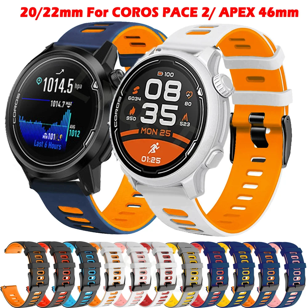 20 / 22mm yedek bant COROS HIZ 2 / APEX Pro Smartwatch Silikon Kayış COROS APEX 42mm 46mm Bilezik Bileklik Kemer