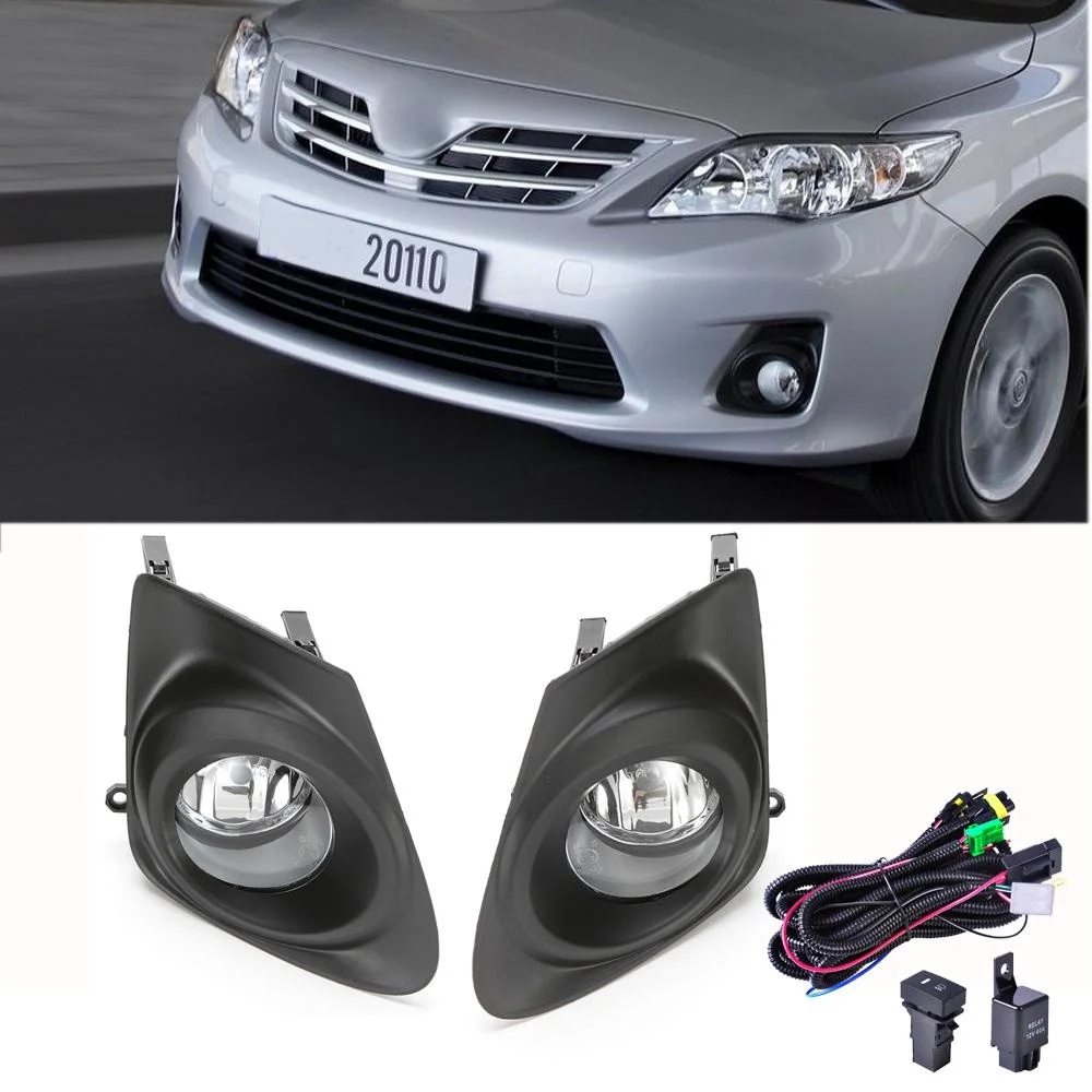 2011-2013 Toyota Corolla için Temizle Tampon sis Farları Lambalar + Kapak + Anahtarı Kablo