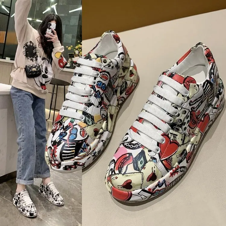 2022 Bahar Yeni Ürünler kadın ayakkabısı Moda SneakersGraffiti Kanvas