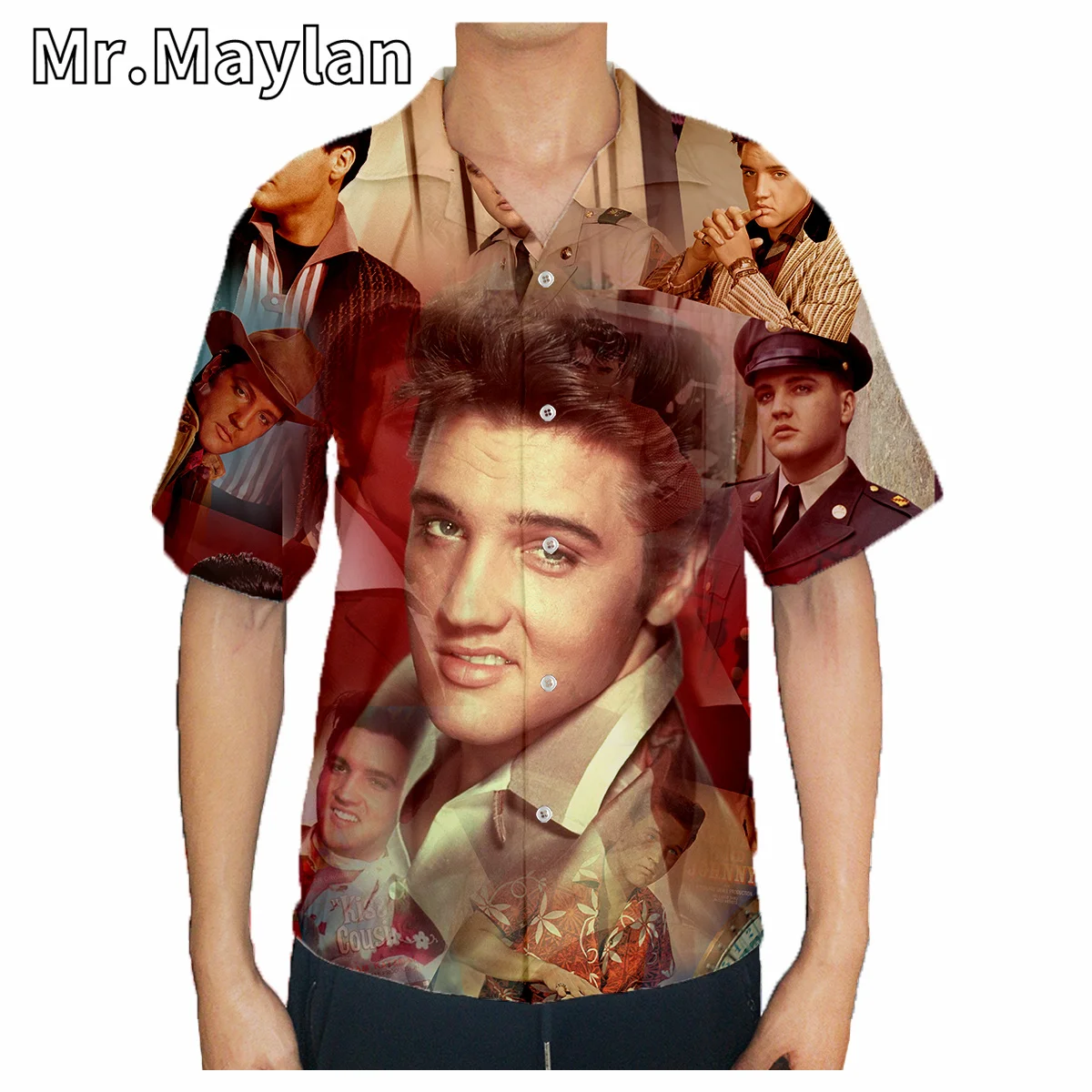 2022 Yeni Hawaii Gömlek Hawaii Plaj Yaz Kaya Kral Elvis Presley Baskılı 3D erkek gömleği Harajuku Tee Hip Hop Gömlek KJ038