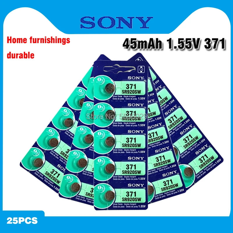 25 adet Sony 100 Orijinal 371 SR920SW 920 LR920 AG6 LR920 LR69 171 1.55 V Gümüş Oksit İzle Pil İzle Pil JAPONYA'DA yapılan