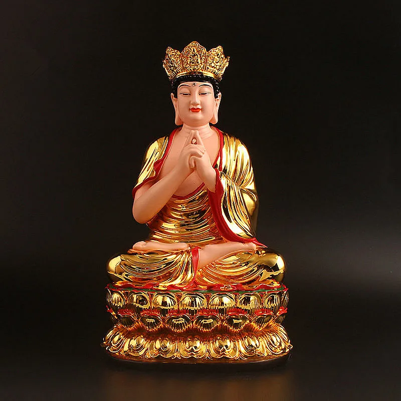 27 cm Süper Büyük Vairocana Bodhisattva Buda Heykeli, Rulai Altın Reçine Üç Değerli Güvenli Figürler Ev Dekorasyon Koyarak