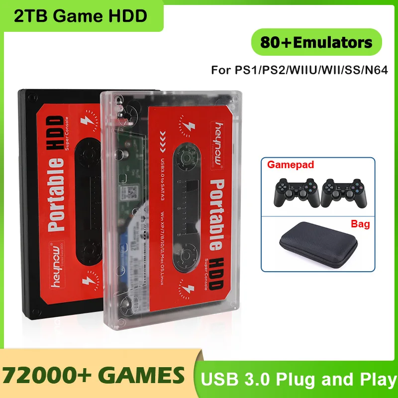 2TB HDD Harici Oyun sabit disk Dahili 72000+ Oyunlar 80 + Koleksiyonu PS2 / Wİİ / PS1 / N64 / PSP Tak ve Çalıştır Windows PC İçin