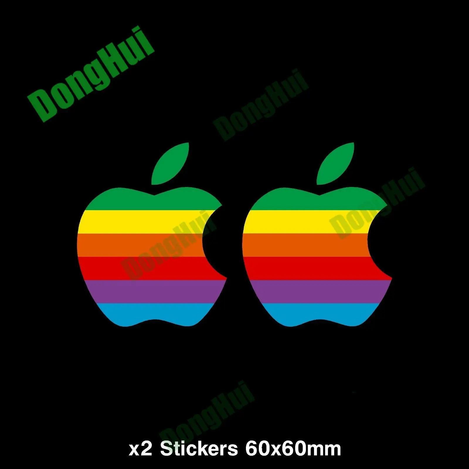 2x Apple Retro Logo Araba Çıkartmaları Araba Arka Cam Motosiklet Gövde Kask Dizüstü Camper Kaykay Etiket