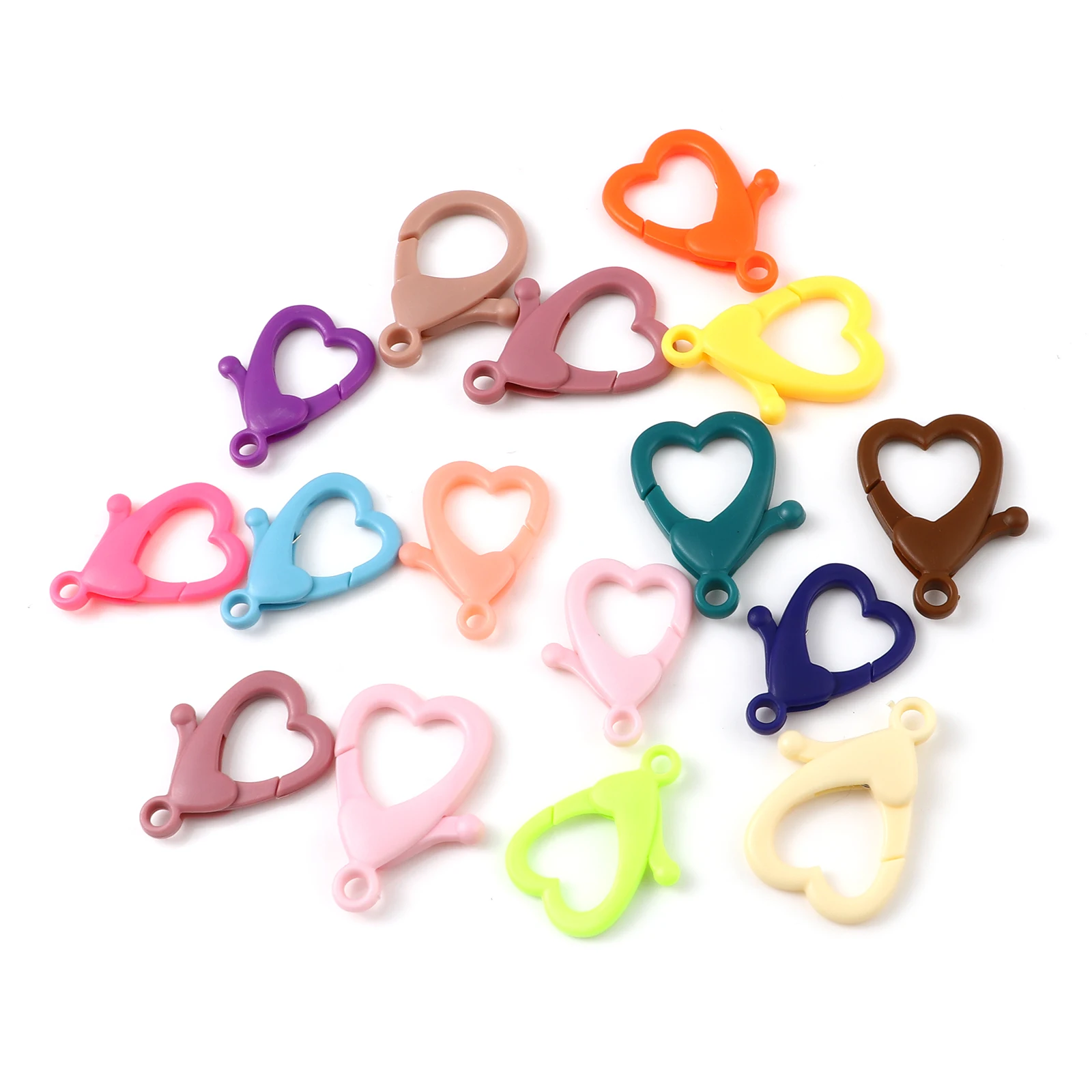 30 Adet Kalp Plastik Istakoz Klipsler Kancalar Kolye Bilezik Zinciri DIY Moda Sevimli Kalpler Toka Kanca Takı Bulma Malzemeleri