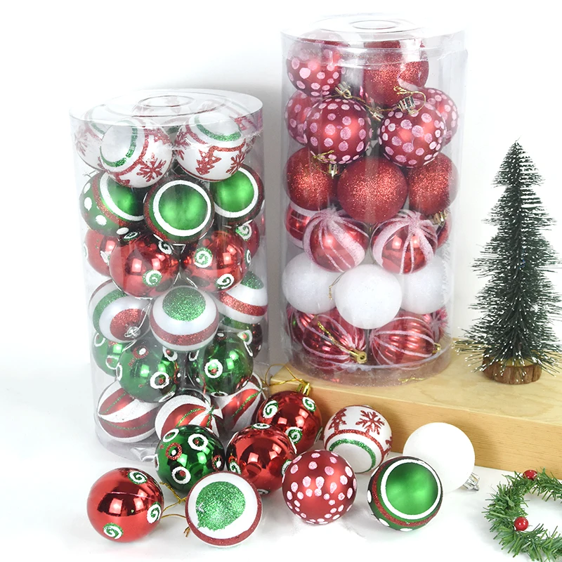 30 adet Noel Topları Noel Ağacı Top Kolye Süslemeleri Noel Süsler Renkli Top Süsler Yeni Yıl Dekor Ürünleri