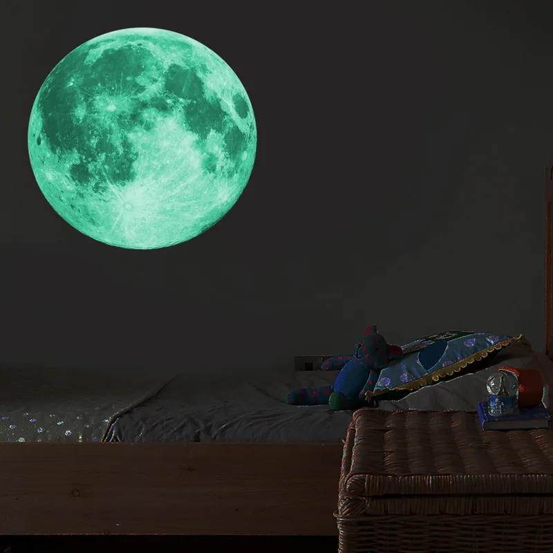 30 cm Aydınlık Ay 3D Duvar Sticker Çocuk Odası Oturma Odası Dekor Yatak Odası Dekorasyon Ev Çıkartmaları Glow karanlık Duvar Kağıdı