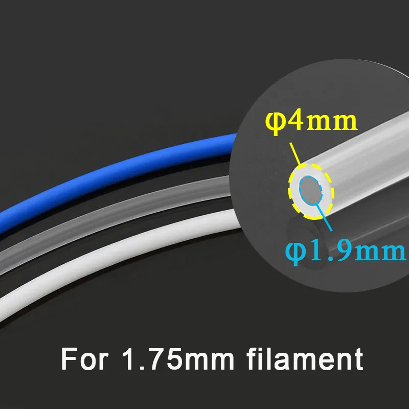 3D Yazıcı Parçaları 1M 2M PTFE Tüp Teflonto Boru Bowden Ekstruder 1.75 mm ID2mm OD4mm Kesici İle Mavi Beyaz saydam tüp için Ender3