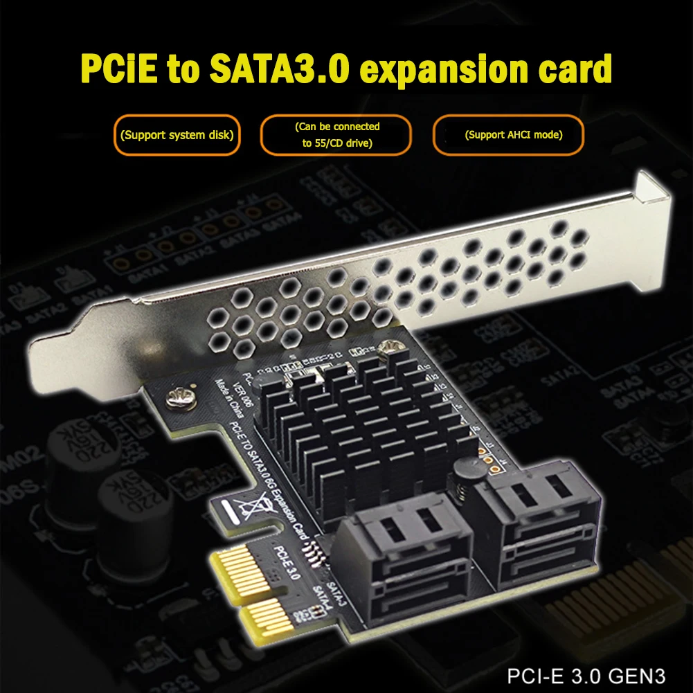 4 Port SATA III PCIe Genişleme Kartı 6Gbps SATA 3.0 PCI-e 1X Denetleyici Kartı PCI Express Adaptörü Dönüştürücü Braketi ile