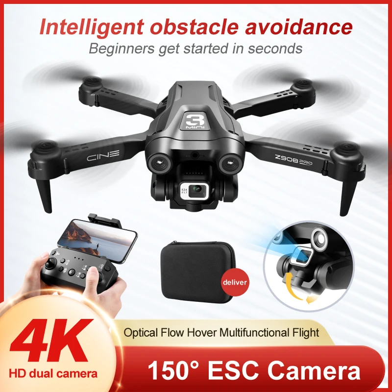 4K HD Profesyonel Drones 150° ESC Kamera Hava Fotoğrafçılığı Drone Engellerden Kaçınma Quadcopter Drone Uçuş Mesafesi 3000m