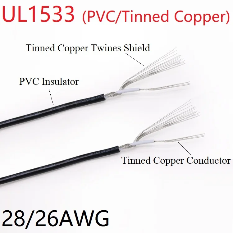 5/10M UL1533 Korumalı Wire32 30 28 26 24AWG Tek Çekirdekli Ses Kanalı Sinyal Kablosu Amplifikatör Elektrik Bakır Hattı PVC Yalıtımlı