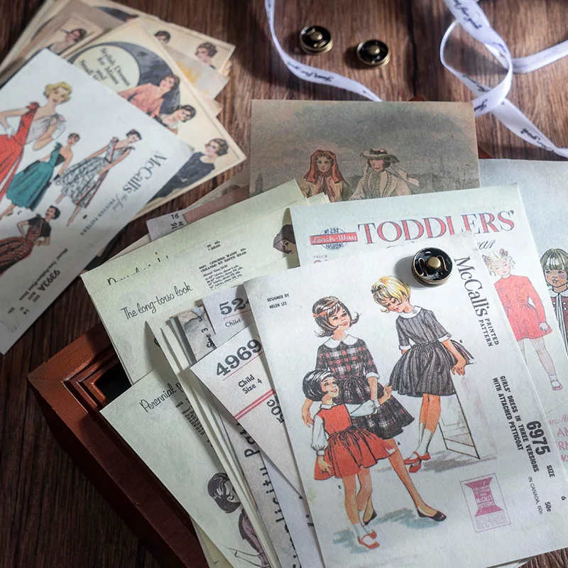 50 adet / grup Memo Pedleri Malzeme Kağıt Giyim Pokédex Önemsiz Günlüğü Scrapbooking Kartları Retro Arka Plan dekorasyon kağıdı