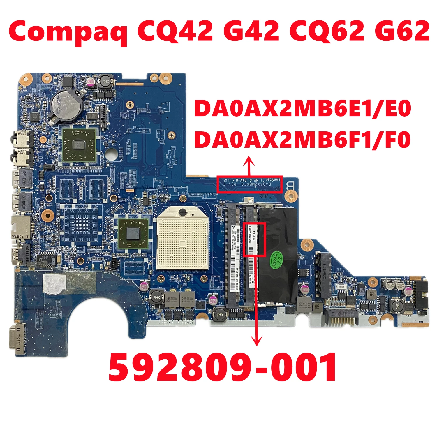 592809-001 592809-501 592809-601 HP Compaq CQ42 G42 CQ62 G62 Laptop Anakart DA0AX2MB6E1 / E0 DA0AX2MB6F1 / F0 DDR3 %100 % Test