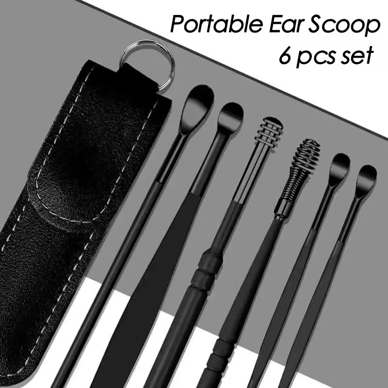 6 Adet / takım Kulak Kirini Temizleme Kiti Kulak Balmumu Toplayıcıları Earpick Kullanımlık Kulak Temizleyici Bakım Paslanmaz Çelik Earpick Temizleme Aracı