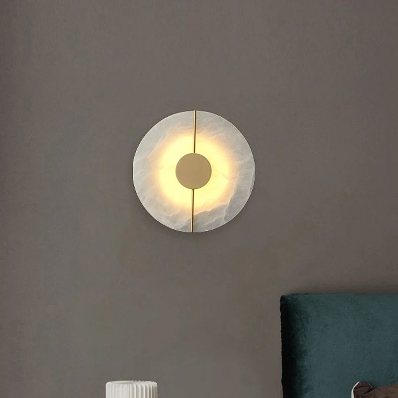 7 W Led aplik lamba mermer yaratıcı duvar dekoratif lamba bakır ışık lüks oturma odası sutyen başucu yatak odası otel koridor aydınlatma