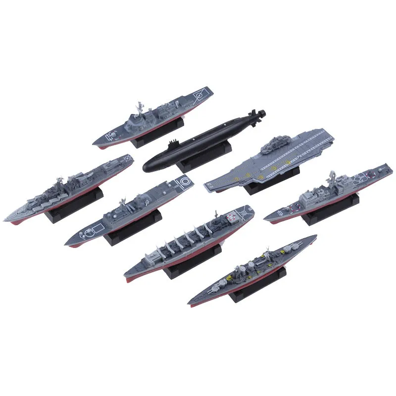 8 adet / takım 4D Monte Plastik Savaş Gemisi Modeli Nükleer Denizaltı Simülasyon Askeri Oyuncak Savaş Gemisi Dekorasyon Kitleri İçin Yapı