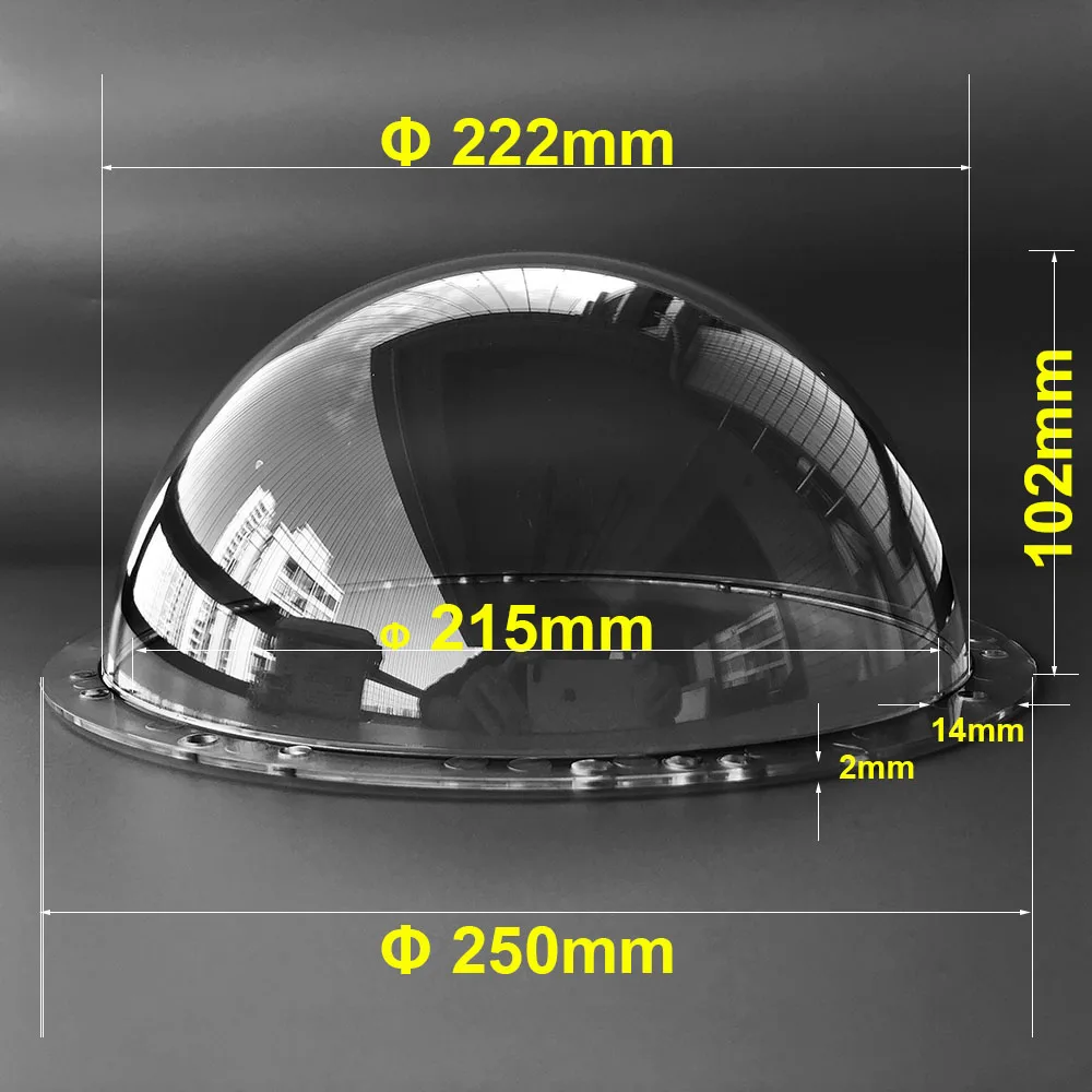 9.84 İnç 250x102mm Akrilik şeffaf plastik cam yüksek hızlı kubbe kapağı Şeffaf Lens Kapağı Küresel CCTV Güvenlik kamera muhafazası