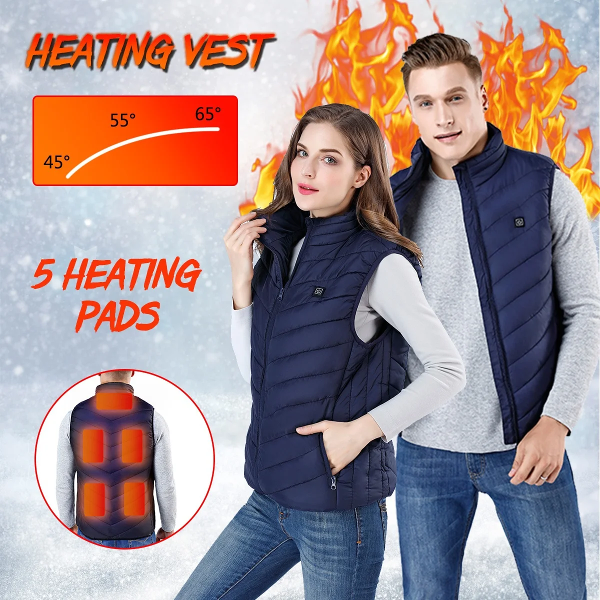 9 Isıtma yükseltilmiş ısıtmalı yelek akıllı elektrikli ısıtma yelek şarj edilebilir ısınma USB ısıtmalı ceket erkek kadın ısıtma termal ceket
