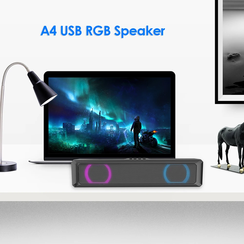 A4 6W RGB USB Kablolu Ses Çubuğu Ses Hoparlör Multimedya Hoparlör PC Ev Sineması TV Stereo Surround Hoparlör
