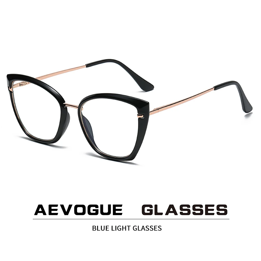 AEVOGUE Anti-Mavi Gözlük Bilgisayar Ayna Metal Retro Gözlük Çerçeve Moda Kedi Göz Gözlük AE1037