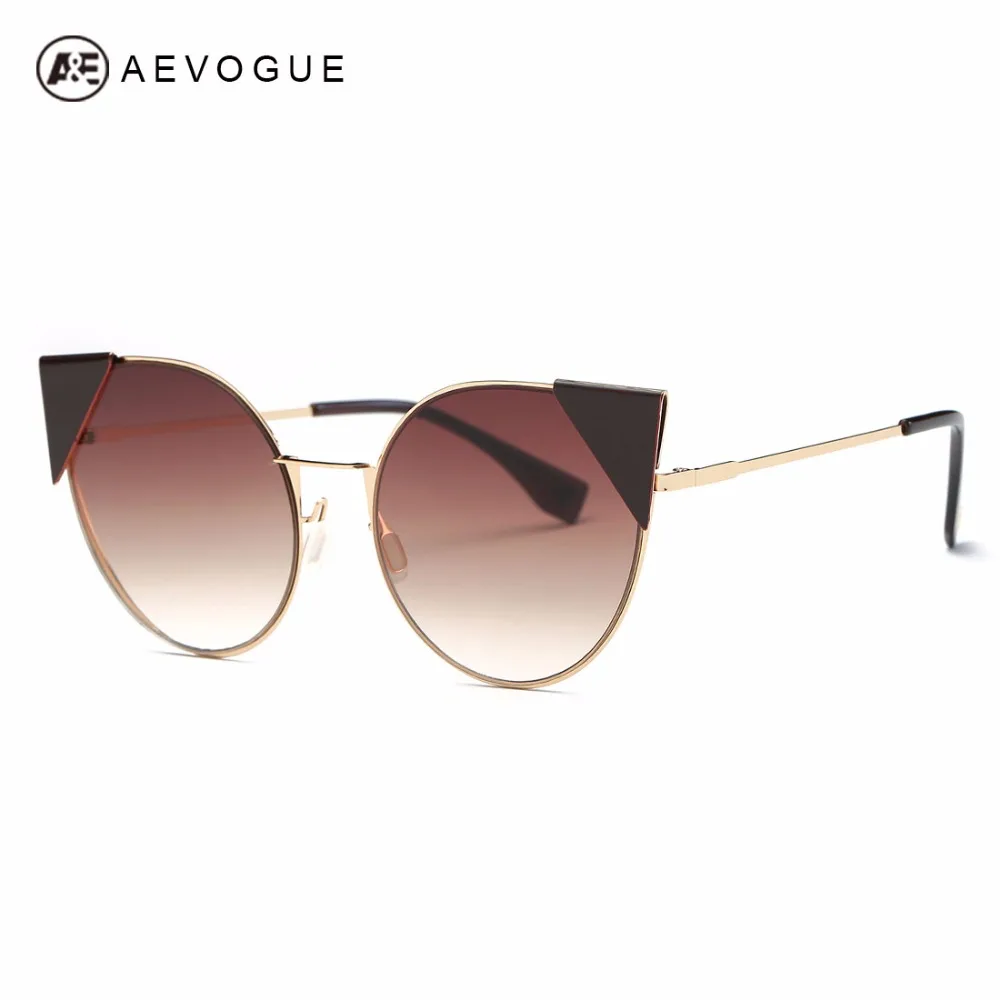AEVOGUE Güneş Kadınlar Marka Tasarımcısı Kedi Göz Alaşım Çerçeve Boy Vintage Süperstar Gözlükleri ae0493
