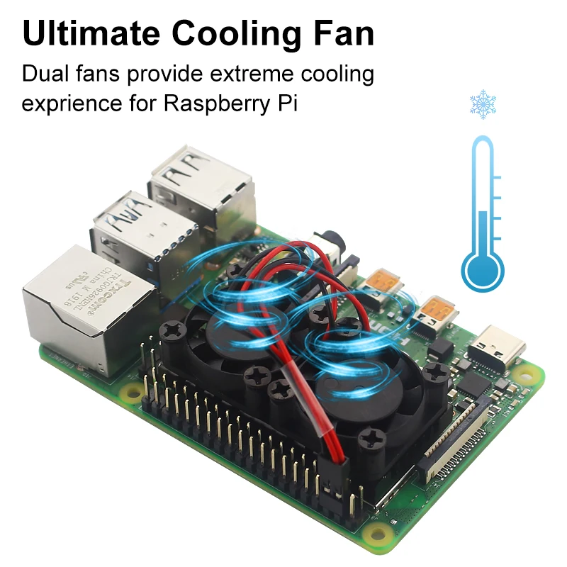 Ahududu Pi 4 Model B Çift Fan ile ısı Emici Çift Soğutma Fanı Soğutucu radyatör Ahududu Pi için 4 4B