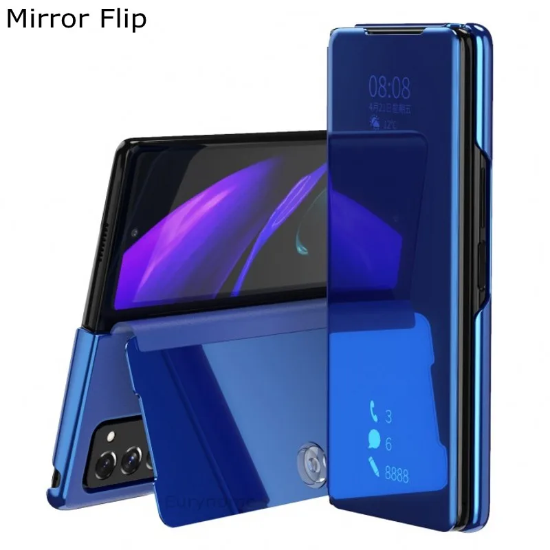 Akıllı Flip samsung kılıfı Galaxy Z Kat 2 5G Ayna Kaplama PU Deri Kickstand Darbeye Dayanıklı Telefon Kapak Funda Z Kat 3 4 5G