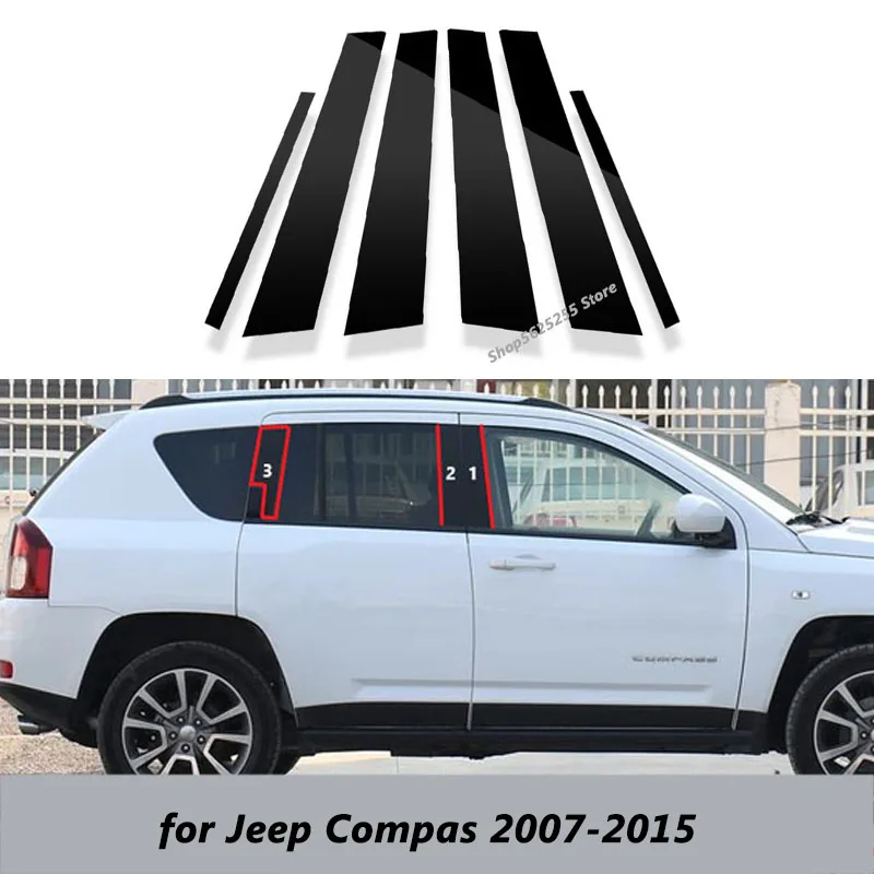 Araba Pencere Pillar ayar kapağı Sticker Jeep Pusula 2012 2014 2019 İçin 2021 Aksesuarları Merkezi C-pillar Parlak Şerit Dekorasyon