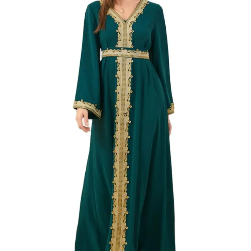 Arap Fas Müslüman Elbise Abaya Kadınlar Nakış Maxi Abayas Dubai Türkiye İslam Kaftan Longue Musulmane Vestidos Largos 2022