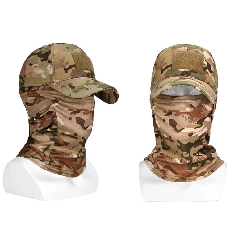 Askeri Hood Taktik Ordu beyzbol şapkası erkek ve kadın Yaz Jartiyer Vizör Açık Kamuflaj Balaclava Yarım Kayak Maskesi