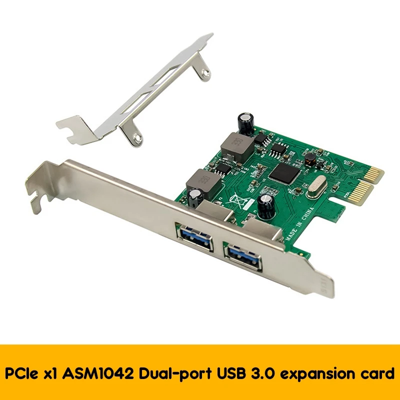 ASM1042 PCI Express Adaptör Kartı PCI - E X1 Çift Bağlantı Noktalı USB3. 0 Genişletme Kartı 5G Oranı Yükseltici Kart USB3. 0 Dönüşüm Kartı